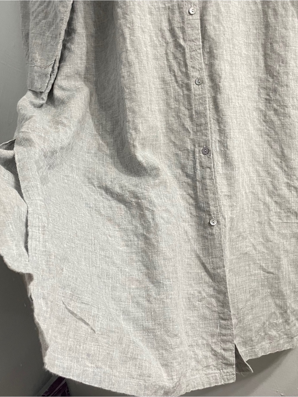 Eileen Fisher Light Gray organic cotton Button-Front  Midi Dress shirtdress 2X - Picture 5 of 13